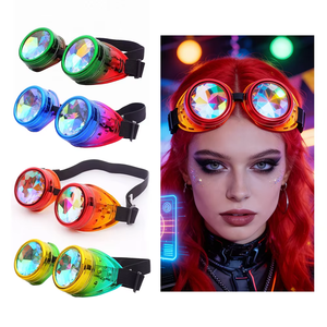 Gafas HLC con Lentes de <span class=keywords><strong>Cristal</strong></span> Arcoíris, Estilo Cosplay, Fuegos Artificiales, Holográficas, Steampunk, Gafas de Soldadura, Góticas, para Fiestas, Caleidoscopio - Product Image 3
