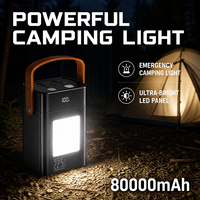 Batterie externe ultra haute capacité 80000 mAh, charge rapide 22,5 W, station portable avec 4 câbles détachables et lumière LED