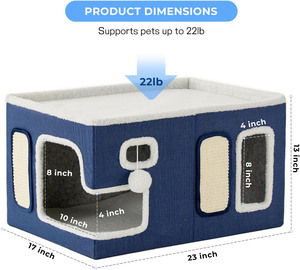 Wholesale Cat <b>Bed</b> Indoor Pets House With Scratch <b>Pad</b> Custom Washable Plush Cat Play House Convenient Foldable Luxury Cat <b>Bed</b> - Product Image 6