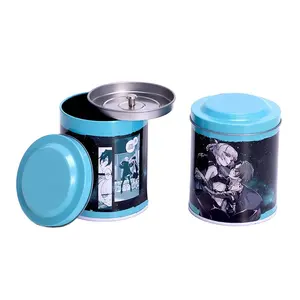 Custom Printed Round Loose Tea Metal Tin Can Canister With Airtight Double Lids Tin Coffee Jar Storage Factory Wholesale