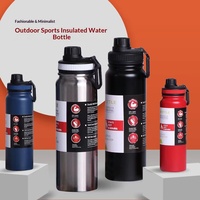 Bouteille d'eau sport isotherme en acier inoxydable, best-seller transfrontalier, avec sangle anti-chute, grande capacité, pour thé et eau en extérieur