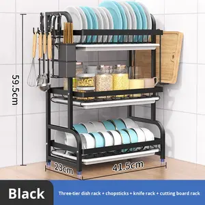 Metal Standing Multi-Layer Dish <b>Rack</b> <b>Kitchen</b> <b>Storage</b> <b>Rack</b> for Dinnerware Bowls Sink Organizer with Chopsticks Holder & Plates - Product Image 5