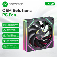 Ventilateur de boîtier PC SNOWMAN TK120-ARGB-BK 120mm Noir ARGB 45CFM Effet Miroir Infini PWM Roulement Hydraulique 5V 3 Broches Synchronisation Vente en Gros