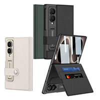 Casing ponsel dengan tempat kartu nama, cocok untuk Samsung Z Fold 8, casing ponsel model dompet, anti jatuh, pelindung magnetik, lengkap.