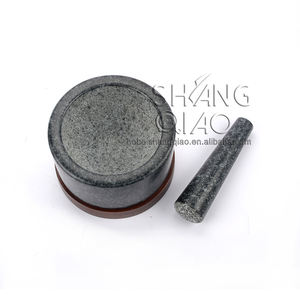 工場直送の新しい乳鉢と乳棒セット花崗岩の乳棒ボウルと乳鉢、傷防止ウッドパッド付き - Product Image 4