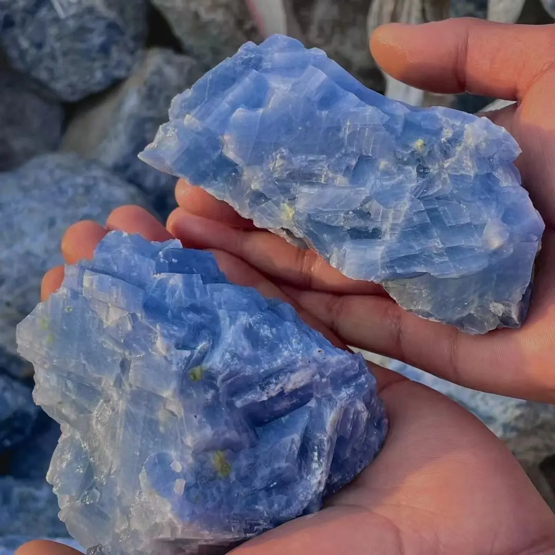natural blue calctie celestitie specimen raw stones for home decoration
