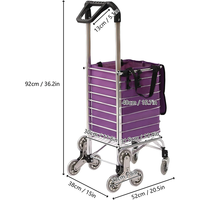 Chariot de supermarché pliable Chariot d'escalade urbain Panier d'épicerie Blanchisserie Shopping Handcart Chariot à roulettes portable en acier inoxydable