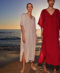 Robe de plage élégante en lin pour femmes, Kaftan d'été décontracté - Product Image 3