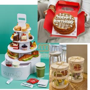 Commercio all'ingrosso <span class=keywords><strong>rosa</strong></span> bomboniere design cilindro rotondo quadrato di imballaggio per 10 12 pollici alta torta di formaggio scatola di carta con finestra trasparente - Product Image 1