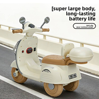 Scooter électrique en plastique pour enfants, style rétro, moto pour tout-petits avec roues d'apprentissage, lumières LED et musique pour garçons et filles