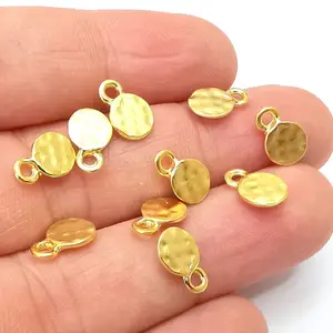 Grosir Pabrik liontin koin bulat berlapis baja tahan karat emas gelang Spacer jimat untuk Kalung membuat perhiasan cakram pesona