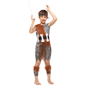 Halloween Carnaval Enfants Imprimé Léopard Savage Jumpsuit Garçons Cosplay Savage Native Costume - Product Image 5