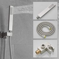 Système de douche de luxe en laiton nickel brossé et acier inoxydable, avec pommeau de douche carré mural de 10 pouces et ensemble de salle de bain à 1 poignée
