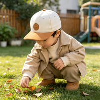 Casquette de baseball pour enfants en coton suédé personnalisée, à visière plate, 6 panneaux, avec œillets contrastants et patch en caoutchouc, vente en gros pour marques de vêtements pour enfants