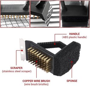 Multifunctional Portable Stainless Steel <b>BBQ</b> Grill <b>Cleaning</b> <b>Brush</b> Scraper Durable Handheld Tool for Outdoor Camping Kitchen Use - Product Image 6
