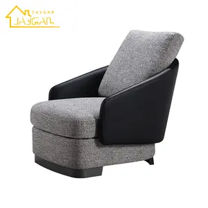 Anpassung Hotel Wingback Sessel moderne Stühle für Wohnzimmer Leder und Leinen gelegentliche Stuhl Liege Lounge