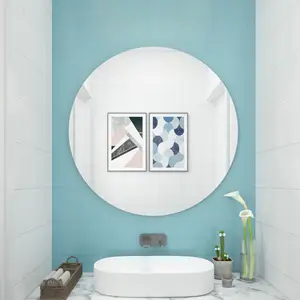 Personalizado autoadhesivo irrompible maquillaje grande redondo sin marco círculo Miroir Spiegel baño decoración del hogar espejo colgante de pared