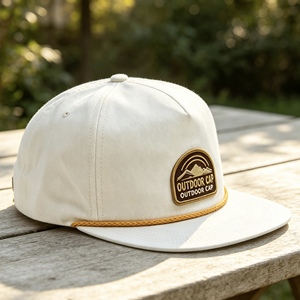 Custom <b>Flat</b> Brim 5 Panel Cap Patch Logo Deco Rope Adjustable Snapback Vintage Casual Outdoor Camping Baseball <b>Hat</b> For Unisex - Product Image 6