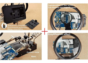 2.5X 7.5X <span class=keywords><strong>10X</strong></span> مصباح ليد يد العون المكبر لحام محطة ، عدسة مكبرة الوقوف مع مساعد المشبك و التمساح كليب - Product Image 6