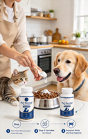 Poudre dentaire naturelle OEM pour animaux de compagnie, pour une haleine fraîche, nettoyant pour les dents, probiotique, complément d'hygiène buccale pour chats et chiens adultes