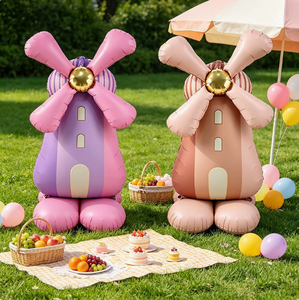 Palloncini giganti autoportanti a forma di mulino a vento in lamina di alluminio con base stabile per decorazioni di compleanno, baby shower, tavolo e pavimento - Product Image 1
