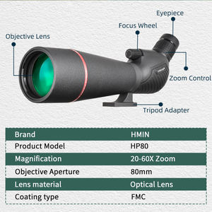 핫 세일 전문가용 20-60x80 줌 FMC Bak4 광학 스포팅 스코프 단안 망원경 타겟 슈팅 및 조류 관찰용 - Product Image 2