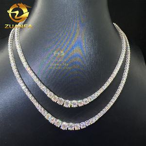 फैशन महिला उपहार गहने vvv मोइससानाइट टेनिस श्रृंखला 925 स्टर्लिंग सिल्वर हिप हॉप क्लस्टर टेनिस चेन हार - Product Image 2