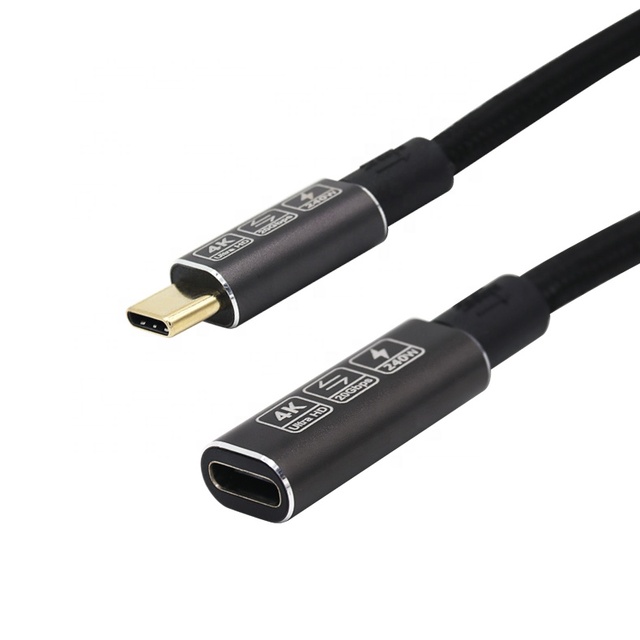 USB 3.2 240W PD Fast Charging Extender Cable 20 Gbps 5A Charging Braid Shielding for Computers