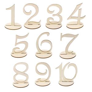 Números de mesa de madera cortados con láser en color madera natural con base para decoración de bodas y fiestas, elegantes tarjetas de lugar de estilo europeo para bricolaje. - Product Image 5