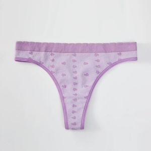Populaire Violet amour tricoté haute élastique taille ondulée fille mi-taille string quatre saisons universel femmes sous-vêtements respirant - Product Image 2