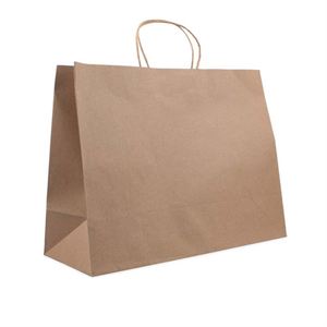 Bolsas de Compra de Papel Kraft Marrón/Blanco de 42*12*31cm con Asas, Logotipo Personalizado para Uso en Supermercados, Ropa, Zapatos, Regalos - Product Image 1