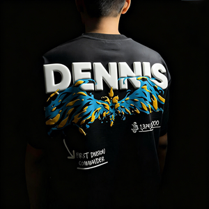 Camiseta con Hombros Caídos, Diseño 3D para Impresión Puff, Tejido de Punto, Bordado, Camiseta para <span class=keywords><strong>Hombre</strong></span>, Diseño Personalizado con Tu Propia Marca - Product Image 2