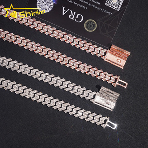 Collar para Hombre con Diamantes Simulados, Estilo Nuevo, Moissanita de 10 mm, Plata de Ley 925, Cadena Cubana de Miami con Incrustaciones de Diamantes, Joyería Hip Hop - Product Image 3