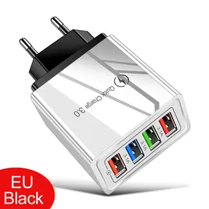 Kleur 4 Usb Mobiele Telefoon Lader 3a Tablet Reizen Opladen Hoofd Ons & Eu Standaard Oplader Groothandel Relatiegeschenk