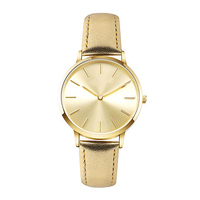 Vente en gros – Montre de luxe pour femme, design OEM, boîtier en acier inoxydable, bracelet en cuir 18 mm, aiguilles en verre, résistante à l'eau