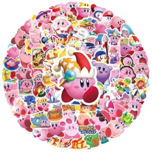 100 adet sevimli karikatür Kirby Video oyunu eylem platformu Sticker çıkartmaları çocuk bagaj Laptop araba dekor çıkartmalar
