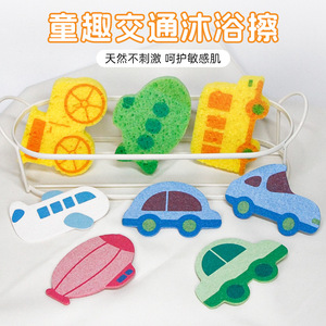 Cartoon Car Bath Sponge Yellow Vehicle Shape Exfoliating Sponge For Kids Bath Time - Product Image 3