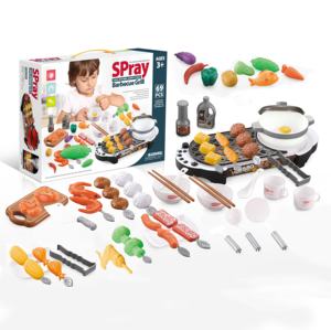 Meilleure vente Simulation 69 PCS Glow Sound & Spray Fonctions 2 en 1 BBQ Grill Cuisson Enfants <span class=keywords><strong>Cuisine</strong></span> Extérieure Ensemble Jouet - Product Image 1