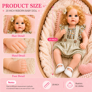 BAkwbwBY Bambola Reborn Realistica da 20 Pollici con Capelli Biondi Ricci, Corpo Interamente in Vinile, Realizzata a Mano in Silicone - Product Image 6