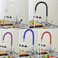 Robinet de cuisine flexible chromé avec tuyau universel, mitigeur chaud/froid pour évier, montage sur comptoir, robinet mélangeur pour salle de bain et cuisine