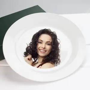 Assiettes rondes en céramique de porcelaine blanche Topjlh Assiette en céramique blanche pure pour sublimation