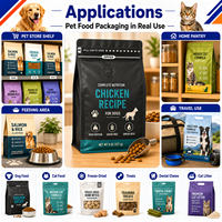 Sacs d'emballage personnalisés pour aliments pour animaux de compagnie, refermables, pour friandises de chien et de chat, en plastique avec fermeture éclair, pochette pour aliments pour animaux de compagnie avec fenêtre