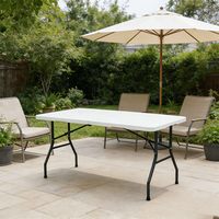 Table pliante moderne en fer à deux tubes D180cm pour la maison, l'entrepôt, le parc et l'extérieur