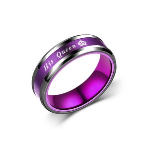 Venta al por mayor de anillos de boda de acero inoxidable negro de moda su rey su Reina pareja anillo de bodas - Product Image 6