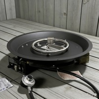 Kit de brûleur à gaz rond encastrable en acier inoxydable noir de 536 mm pour foyer extérieur et cheminée.