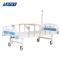 Lit d'hôpital manuel 1 manivelle, acier 1,0 mm, lit de soins réglable à une fonction avec matelas, table d'opération, support de perfusion, CE