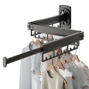 Hoge Kwaliteit Opvouwbare Kleerhangers Aan De Muur Gemonteerde Uitbreidbare Wasgoed Kleding Droogrek Ruimte Saver Kledingrek Voor Balkon - Product Image 1