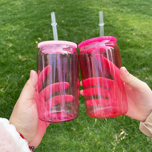Factory Price Jelly 16oz Children <strong>Acrylic</strong> Can With Colored Lid and Straw for UV DTF Wraps Elegant Shaped <strong>Drinking</strong> <strong>Glasses</strong> - Product Image 6