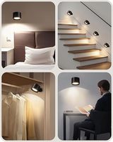 Lámpara de Pared LED de 5W para Interiores con Rotación de 360 Grados y Fijación Magnética para el Hogar, Hotel, Aplique de Dormitorio Recargable con Control Remoto