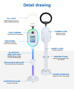 จัดส่งฟรีจากคลังสินค้าในสหรัฐอเมริกา จัดส่งรวดเร็ว บูธถ่ายภาพสำหรับ <span class=keywords><strong>iPad</strong></span> <span class=keywords><strong>Pro</strong></span> และ <span class=keywords><strong>iPad</strong></span> Air บูธถ่ายภาพโลหะพร้อมไฟแฟลชและร่ม - Product Image 3